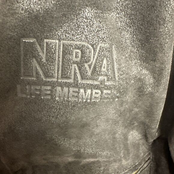 NRA Lifetime Member Suede Leather Jacket Large Black Burk's Bay True Patriot - Picture 3 of 15